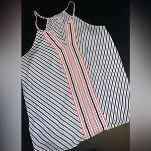 Ann Taylor LOFT  high neck striped silky cami top red white blue Size Medium EUC